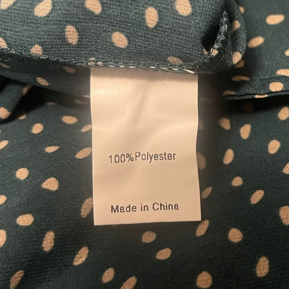 NWT Allegra K Teal and White Polka Dot Blouse - Picture 12 of 14